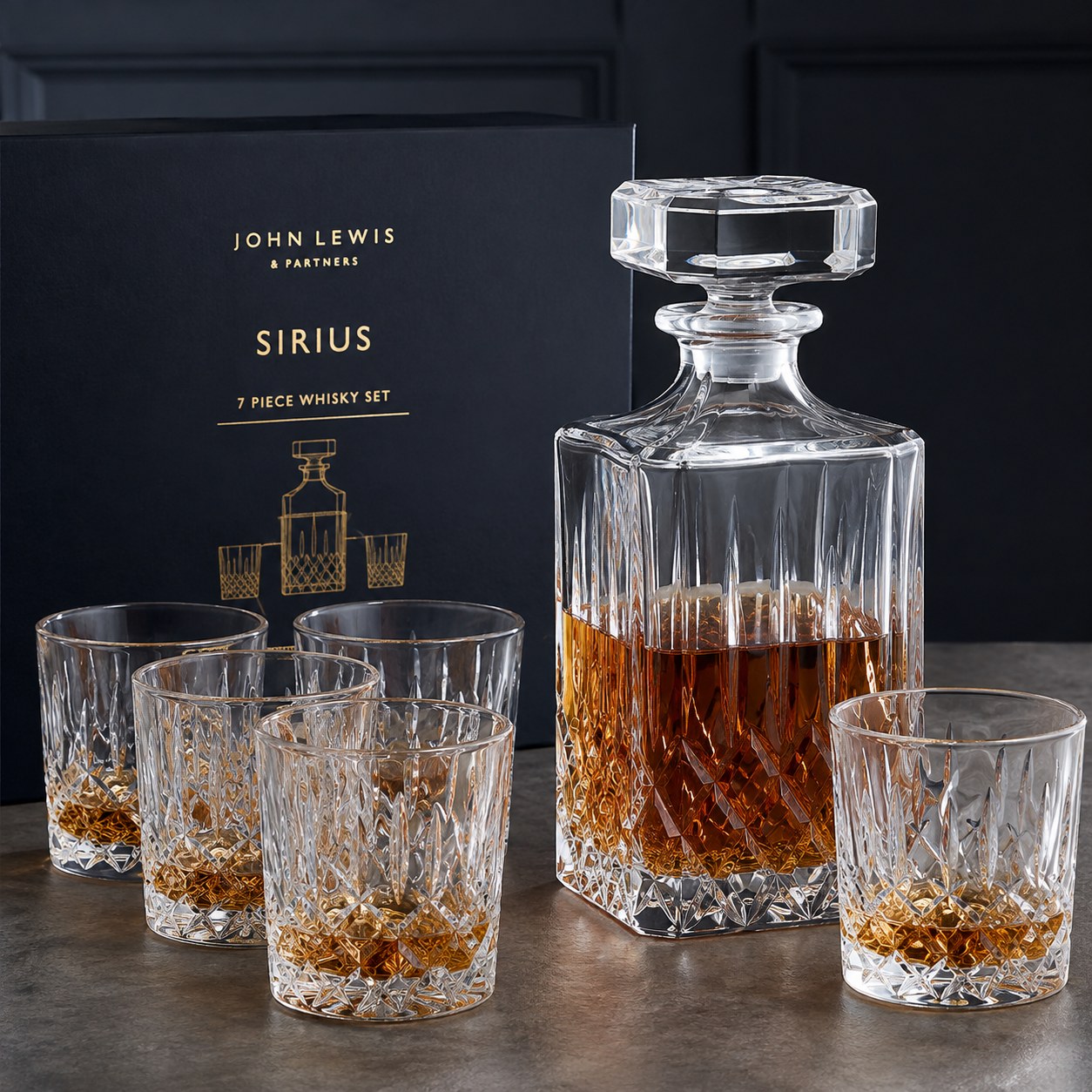 Crystal Glass Whisky Decanter and Tumblers Set
