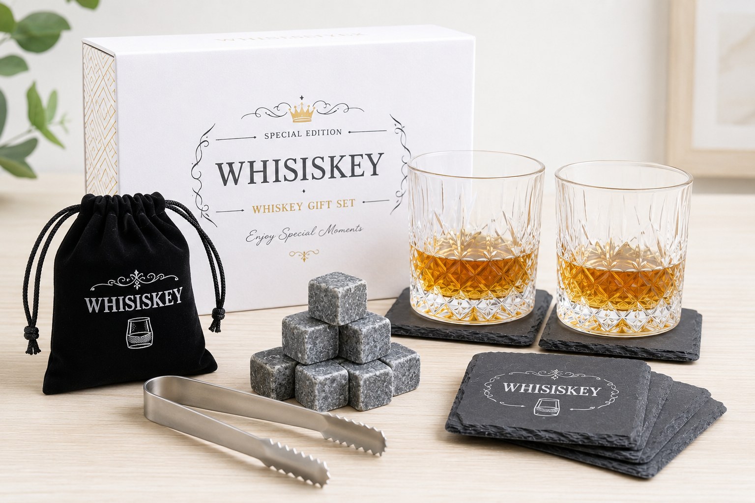 Whisky Glass & Stones Gift Set